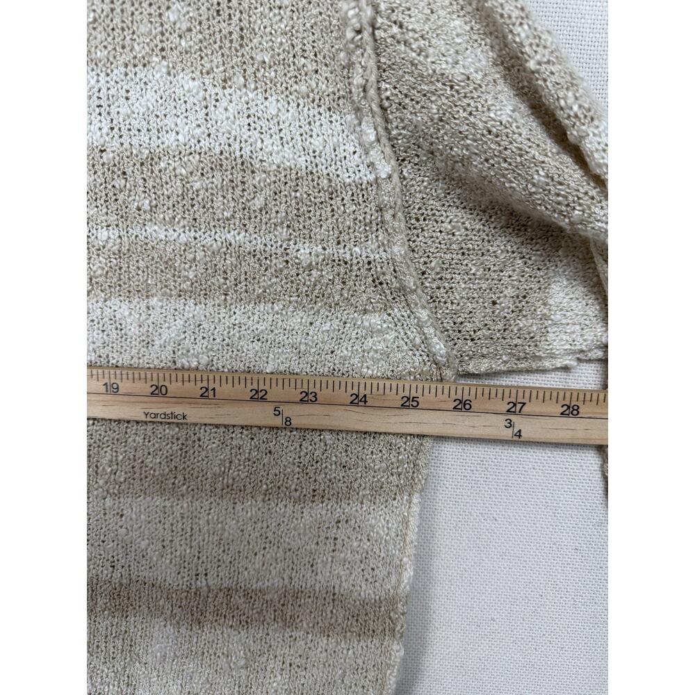 Women's BKE Sweater Sz M Tan White Long Sleeves 1/4 Lace Up Boxy Boho - Picture 14 of 16